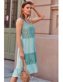 Rochie cu dantela in fata, verde 22120 - Magazin online - Boutique